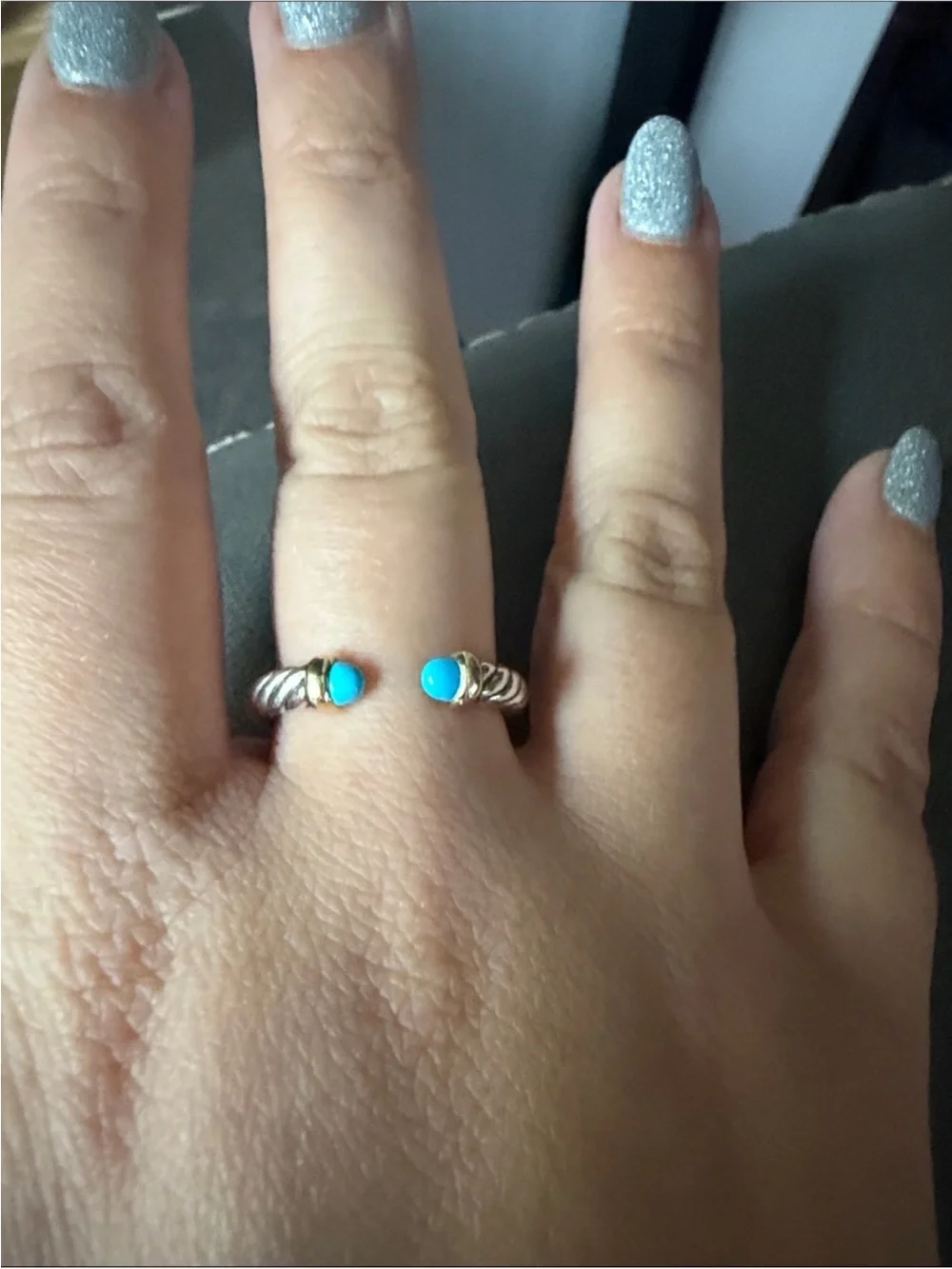 David Yurman Petite Cable Ring Turquoise Size 8 - Picture 6 of 7
